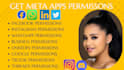 get facebook, instagram, wa, tiktok, twitter permissions, graph apis