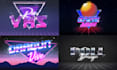 design custom 80s retro logo, synthwave, vaporwave chrome text