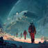draw epic sci fi artwork with spaceships and planets