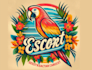 create unique colorful t shirt parrot logo