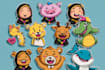 design awesome animals, human emoticon, stickers, mascot