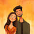 create a romantic couple portrait in my art style