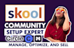 do skool setup, circle so skool community, skool manager and automation setup