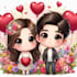 draw cute couple portrait chibi style for valentine gift