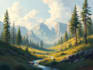 paint professional landscape concept art in painterly style