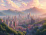 do anime city and nature background