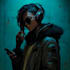 illustrate you as a cyberpunk style character