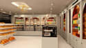 setup 3d cgi bakery shop interior,dessert lounge design,storefront render,layout