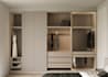 design wardrobe, shelf or walk in closet with realistic 3d design