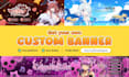 design cute vtuber anime header banner for twitch, youtube