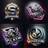 design a futuristic, modern and neon style gaming logo