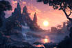 create fantasy landscape illustrations
