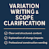 construction variations and scope clarifications