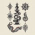 draw a custom linocut style flash tattoo design