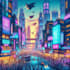 do cyberpunk futuristic city art