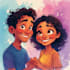 draw disney cartoon couple portrait