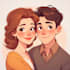 draw a cute cartoon couple portrait