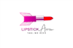 make creative makeup artist arrow lipstick logo design