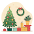 design a custom flat style christmas illustration