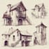 sketch houses and buildings