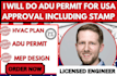structural plan, adu permit approval for usa stamp,mep,hvac plan ca, ny, tx, mi