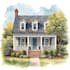 draw house illustration watercolor style