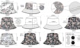 design cap tech pack, trucker cap, bucket hat, dad cap for manufacturing