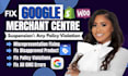 fix google merchant center suspension, misrepresentation, and feed errors