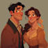 create a romantic couple portrait in my art style