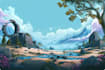 draw a natural landscape and background illustration