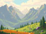 draw pixel art background and landscape