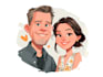 make a depict a couples caricature design