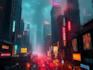 do cyberpunk scifi futuristic city