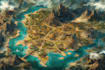 do medieval fantasy map, isometric vector map