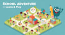 create a kids school adventure learning game math, reading and  mini games