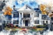 create a watercolor house illustration