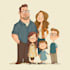 cartoon style family portrait