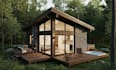 create architectural rendering, tiny house design, small home, model, cabin rend