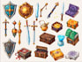 design 2d game icon hand drawn game asset, hand paint skill item, objects, props