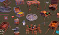 stylized 3d model low poly game assets texturing game art in blender, 3d props