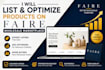 list products on faire marketplace and do SEO marketing