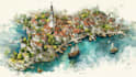 watercolor map illustration just for you