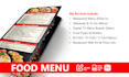 design a captivating food menu, flyer, or digital TV screen menu