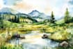 make a watercolor landscape illustration