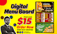 do fast food digital menu design, digital menu board or TV screen menu design
