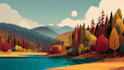 draw a flat vector landscape illustration
