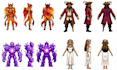 pixel art sprites with different views for retro gaming