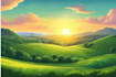 create flat landscape illustration of nature