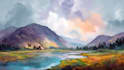draw a watercolor landscape illustration