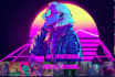 make illustration retrowave cyberpunk synthwave with my style